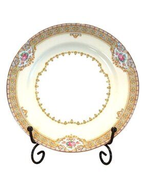 Vintage Royal Embassy Akron Bread Plate Porcelain Gold Trim Floral China 1930s